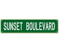 kisoyo Plaque en métal vintage Sunset Boulevard - En aluminium - Cadeau pour la maison, le salon, le jardin, le mur, la cour, le café - 10,2 x 40,6 cm
