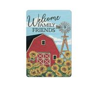 kisoyo Plaque murale rustique en métal « Welcome Family & Friends » - Décoration murale pour salon, chambre à coucher, porche - 20,3 x 30,5 cm