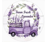 kisoyo Plaque ronde en métal - Décoration murale rustique pour salle de bain - Motif ferme et lavande fraîche - 30,5 x 30,5 cm