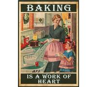 kisoyo Plaque vintage en métal pour amateur de pâtisserie, affiche de pâtisserie, « Baking Is A Work of Heart » - Décoration murale amusante pour maison, chambre à coucher, salon - 20,3 x 30,5 cm