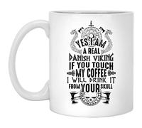 kisoyo Tasse à café humoristique en céramique motif crâne Yes I Am A Real Danish Viking If You Touch My Coffee I Will Drink It from Your Skull - 325 ml