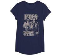 Kiss - Allez et Aime-Moi T-Shirt, Fille, Bleu Marine, S