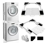 Kiss Core Cadre Intermédiaire pour Laver avec Étagère, Kit D’empilage pour Sèche-Linge, Kit Intermédiaire avec Porte-Serviettes Extensible, Cadre de Connexion Universel pour 53-68 cm Machine à Laver