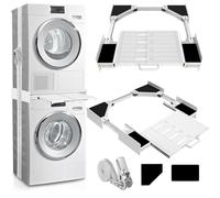 Kiss Core Kit d'empilage universel pour lave-linge/sèche-linge avec plaque coulissante extractible, kit d'empilage réglable de 73,7 à 53,3 cm pour lave-linge et sèche-linge avec sangle à cliquet