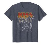 Kiss - Dessin animé Destroyer T-Shirt, Enfant, Bleu Chiné, 4 Ans