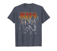 Kiss - Dessin animé Destroyer T-Shirt, Homme, Bleu Chiné, XL