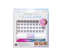 KISS Falscara Kit Extension de Cils Maison Complet - 36 Wisps en bouquets, Bond & Seal et applicateur, faux cils DIY effet naturel volume, pose sous les cils look extension salon