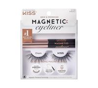 KISS Faux cils magnétiques, « Charm », 12 mm, comprend 1 paire de cils magnétiques, eyeliner magnétique, compatible avec les lentilles de contact, facile à appliquer, cils réutilisables