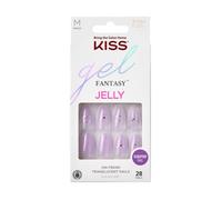 KISS Gel Fantasy Lot de 28 ongles artificiels M - Colle gel rose, lime, bâton de manucure - Manucure rapide et facile