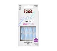 KISS Gel Fantasy Lot de 28 ongles artificiels M FJC03C - Colle gel rose, lime, bâton de manucure inclus