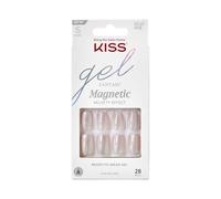 KISS Gel Fantasy Magnetic Press On Nails “Dignity” - Faux ongles nude chrome métallisé courts forme carrée, effet gel salon, manucure DIY avec 28 ongles, colle 2 g, bâtonnet et mini lime