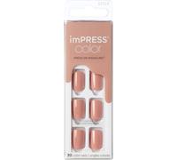 KISS imPRESS Color Gel Nail Kit Sandbox with PureFit Technology - Inclus Prep Pad Mini File Cuticle Stick et 30 Faux ongles