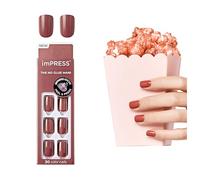 KISS imPRESS Color Kit d'ongles en gel rose platonique, avec technologie PureFit, manucure de couleur sans polissage, comprend un tampon de préparation, une mini lime, un bâton à cuticules et 30 faux