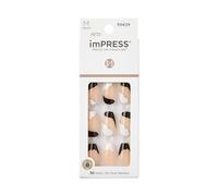 KISS ImPRESS Faux ongles de longueur moyenne comprenant 24 ongles, 1 tampon de préparation, 1 bâton de manucure, 1 mini lime longue durée, fixation forte