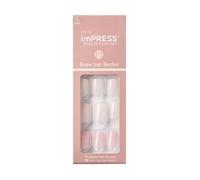 KISS imPRESS IMB02C Kit de 30 Ongles Autocollants Beige/Rose - Longueur S - Manucure Instantanée avec Accessoires