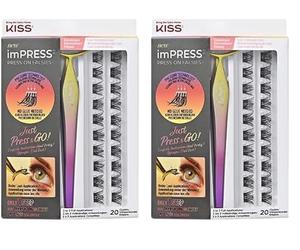 KISS imPRESS - Kit de faux cils à pression, volumineux, noir, pas de colle nécessaire, sans tracas, bande invisible, naturel, 24 heures, sans dommages, sans résidus collants, magnifique, rapide et
