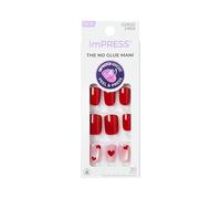 Kiss Impress Lot de 30 faux ongles à presser sans colle, motif « good 4 you », rose, taille courte, forme carrée, comprend 30 ongles, tampon de préparation, feuille d'instructions (français non