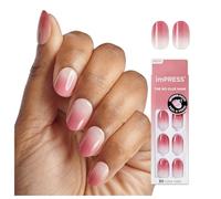 Kiss imPRESS Lot de 30 faux ongles autocollants à pression « Beat the Heat » - Rose - Forme ovale courte - Colle à ongles brevetée forte adhérence - Pas d'ébréchures ni de taches