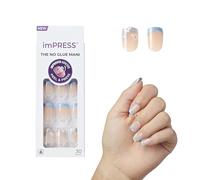 KISS imPRESS - Lot de 30 ongles à presser sans colle - French - Snooze - Bleu - Court Squoval