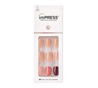 KISS imPRESS - Ongles à presser sans colle, motif « Before Sunset », multicolore, taille courte, forme carrée, comprend 30 ongles, tampon de préparation, feuille d'instructions (français non garanti),