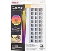 Kiss imPRESS Lot de 20 extensions de cils auto-adhésifs à presser et applicateur Noir Sans colle nécessaire