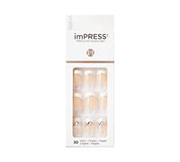KISS imPRESS Press-On Manucure, Believe, carré de longueur courte, avec technologie PureFit, comprend un tampon de préparation, une mini lime, un bâton à cuticules et 30 faux ongles
