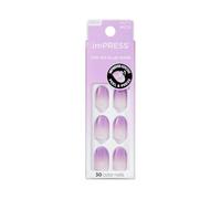 Kiss imPRESS Lot de 30 faux ongles autocollants à pression « Take a Chance » violets, forme ovale courte, forte adhérence, sans échardes, sans bavures