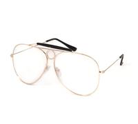 Kiss LAS VEGAS Lunettes de Vue Homme Femme - Style Aviateur avec Monture Métallique Fine & Double Pont - Verres Transparents avec Protection UV - Élégance Audacieuse pour Looks Vintage & Modernes
