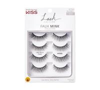 KISS Lash Couture Lot de 4 paires de faux cils en vison sans nœuds, réutilisables, compatibles avec les lentilles de contact, faciles à utiliser, style faux cils synthétiques effilés ultra fins