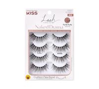 KISS Lash Couture Naked Drama Collection Multipack 01 Lot de 4 paires de faux-cils avec bande flexible rembourrée, Modèle Ruffle, volume complet et moelleux