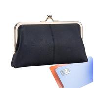 Kiss Lock Clasp Coin Purse, PU Leather Wallet Key Bag, 8.07x1.57x4.72 inches Large Capacity Storage, Card X Cash Holder, Perfect for Girls, Teens, Women Everyday Use
