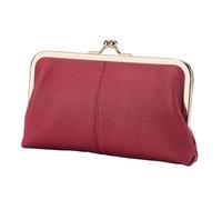 Kiss Lock Clasp Coin Purse, PU Leather Wallet Organizer, 8.07x1.57x4.72 inches Large Capacity Change Purse, Money and Cards Pouch Holder for Women and Adults