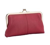 Kiss Lock Coin - Portefeuille vintage en cuir - Porte-monnaie compact - Porte-monnaie compact - Porte-monnaie en polyuréthane avec fente pour cartes - Mini accessoire rétro pour enfants, femmes