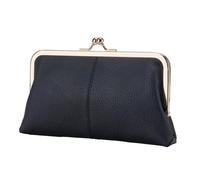 Kiss Lock Coin - Portefeuille vintage en cuir - Porte-monnaie compact - Porte-monnaie en PU avec fente pour carte - Mini accessoire rétro pour , femmes, adolescentes, mère, filles, Noir , Voir