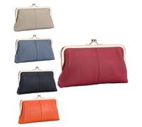 Kiss Lock Coin Purse, PU Leather Wallet, Compact Design Credit Card Slot, Exquisite Car Coin Holder Ideal for Womens Everyday Use, 8.07x1.57x4.72 inches