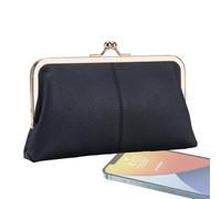 Kiss Lock Porte-monnaie classique en cuir synthétique | Pochette à fermoir vintage, porte-cartes de crédit de grande capacité, rangement élégant pour monnaie, porte-monnaie à fermeture à pression