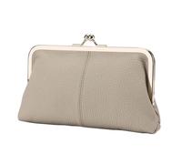 Kiss Lock pour femme - Cuir PU avec fermeture en métal, porte-monnaie avec capacité | Style vintage compact pour un usage quotidien Voyage shopping travail cadeau, seize if grey, verwijzen naar de