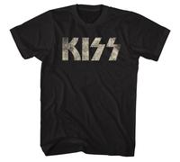 KISS - Logo - Américain Classiques - Solide Noir Adulte T-Shirt