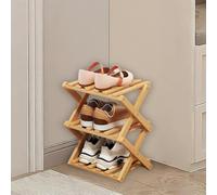 Kiss me Étagère à chaussures pliable à 3 niveaux en bambou pour un espace étroit sans installation, intérieur pour couloir, entrée, coin, chambre à coucher (naturel-3 niveaux)