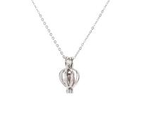 kiss me Huîtres avec perle à l'intérieur, kit de collier de perles d'huîtres dans une boîte, collier avec médaillon en argent avec pendentif en forme de cage de 45,7 cm, cadeau surprise pour femme