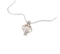 kiss me Huîtres avec perle à l'intérieur, kit de collier de perles d'huîtres dans une boîte, collier avec médaillon en argent avec pendentif en forme de cage de 45,7 cm, cadeau surprise pour femme