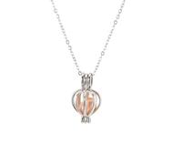 kiss me Huîtres avec perle à l'intérieur, kit de collier de perles d'huîtres dans une boîte, collier avec médaillon en argent avec pendentif en forme de cage de 45,7 cm, cadeau surprise pour femme