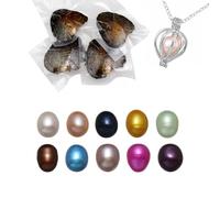 Kiss Me Huîtres avec perle à l'intérieur, perle naturelle d'huître avec kit de fabrication de collier DIY, médaillon en cage de perle cultivée en huître, cadeau surprise pour femme, petite amie, mère