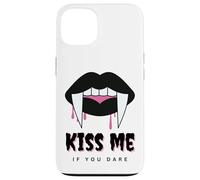 Kiss Me If You Dare Halloween Vampire Fangs Coque pour iPhone 13