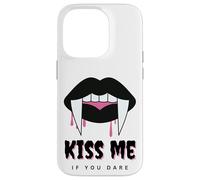 Kiss Me If You Dare Halloween Vampire Fangs Coque pour iPhone 14 Pro