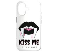 Kiss Me If You Dare Halloween Vampire Fangs Coque pour iPhone 17