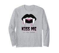 Kiss Me If You Dare Halloween Vampire Fangs Manche Longue
