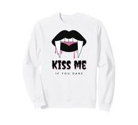Kiss Me If You Dare Halloween Vampire Fangs Sweatshirt