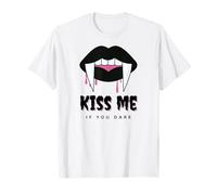 Kiss Me If You Dare Halloween Vampire Fangs T-Shirt