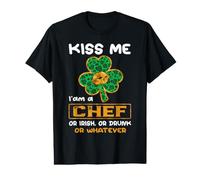 Kiss Me I'm A Chef with Shamrock St Patricks Day T-Shirt Graphique avec Valeur